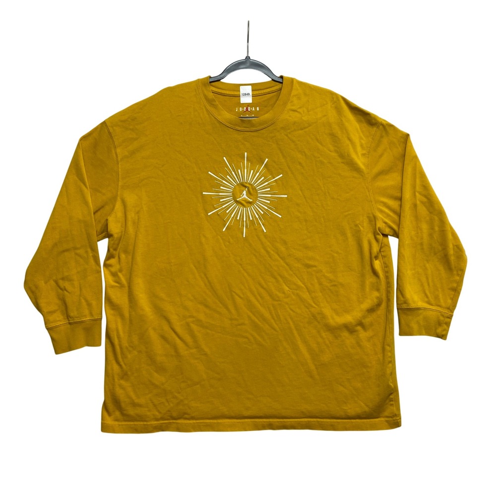 Jordan T-Shirt Mens XL Yellow Jumpman Sunburst Graphic Long Sleeve Streetwear